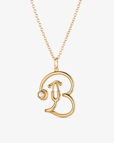 Stethoscope Initial Diamond Necklace